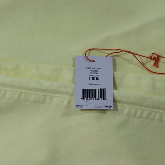Jack Spade Yellow Men's Chino Trousers Size 36 NWT Dixon Chino Slim - Picture 4 of 9